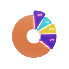 A circular chart divided into segments, each displaying different percentages, with vibrant colors representing varying data proportions.