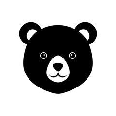 A bear head cartoon on transparent background silhouette