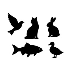 Obraz premium silhouettes of birds vector ,Minimalist Black Animal&nbsp;Shapes&nbsp;Bundle