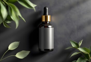 Top View of Two Dropper Bottles with Soft Studio Shadows