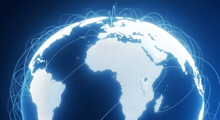 Glowing digital earth with global connectivity lines