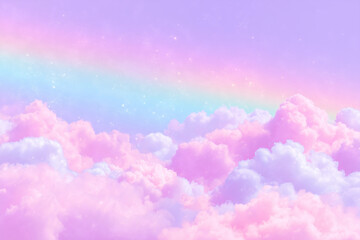 illustration of pastel dreamy sky and cloud background,pink sky and clouds white rainbow,Clouds in the sky