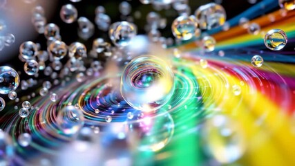 Bubbles in Rainbow Colors: An eye-catching, abstract scene featuring soap bubbles playfully set against a vibrant, colorful, and dynamic backdrop, evoking feelings of joy and imagination.