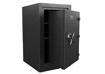 Fototapeta premium Isolated 3D Illustration of an Open Steel Safe with Metal Door Detail