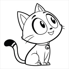 A kids' cartoon cat line art design.
