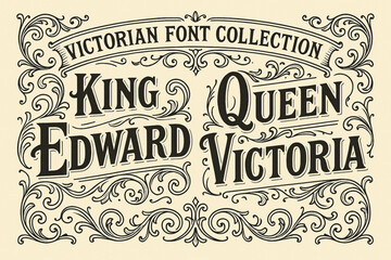 Victorian Font collection vector
