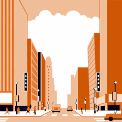  city landscape in monotone orange graphic minimal design