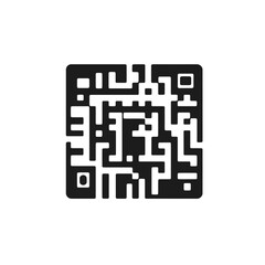 Minimalist black QR code with pixelated square pattern on white background digital barcode vector illustration for technology and data scanning concept