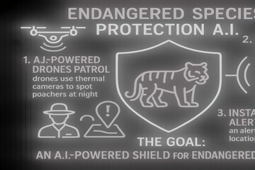 Fototapeta premium AI Wildlife Protection with Animal Tracking and Habitat Monitoring for Conservation Technology