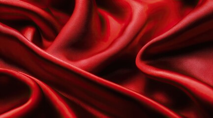 Obraz premium Close-up of rich crimson silk fabric draped in flowing folds