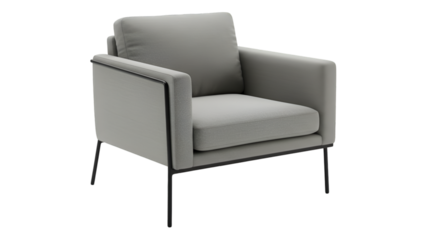 Modern Grey Armchair Isolated On Transparent Background 3D Illustration