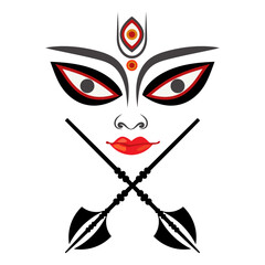 Durga Face with Crossed Weapons