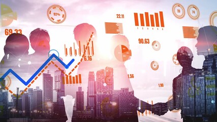 Business professionals engage in a handshake, symbolizing partnership, with data visualizations depicting growth and urban landscape in the background. Xenic - Powered by Adobe
