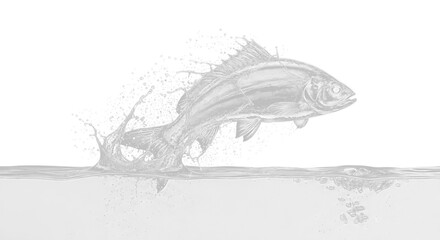 Obraz premium Hand-drawn vector illustration of a fish swimming in the sea, perfect for aquatic and seafood-related designs