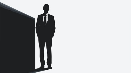 Obraz premium Confident businessman ready for success, silhouette in a modern business setting, elegant