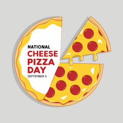Flat vector illustration celebrating National Cheese Pizza Day (September 5).