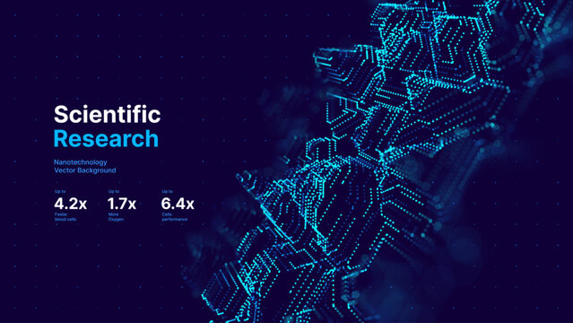 Cyber Big Data Flow Particles Tech Business or Science Background. Medical Research or Tech Innovation Online Webinar Presentation Event. Conference or Forum Vector Illustration Backdrop.