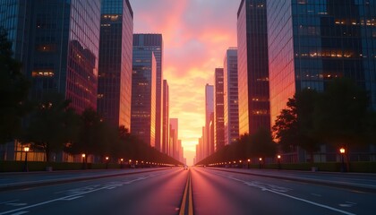 Cinematic Perspective Captures Golden Hour in the City"