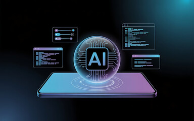 AI Core Conceptual Technology Illustration Showcasing Foundational Artificial Intelligence Principles, Neural Network Architecture, Data Processing Pipelines, Machine Learning Algorithms