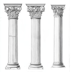 Obraz premium Old-fashioned white pillar drawings. 