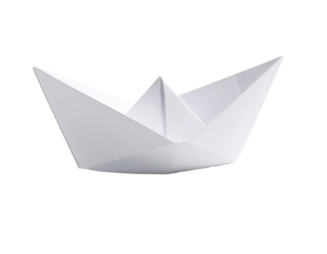 Origami Paper Boat with Crisp Folds Isolated on Transparent Background PNG