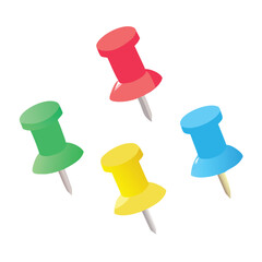 Naklejka premium Colorful pushpins scattered on a black background