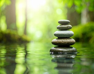 Obraz premium zen stones on green background