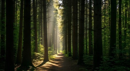 Obraz premium rays of light in the forest