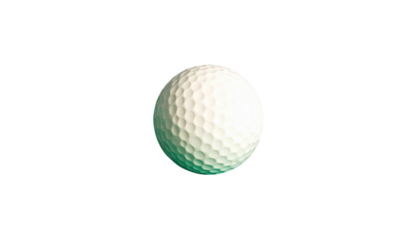 A close-up view of a golf ball showcasing its dimpled surface and circular shape.