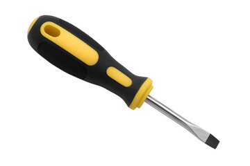 Flathead screwdriver. Close-up on an isolated white transparent background.
