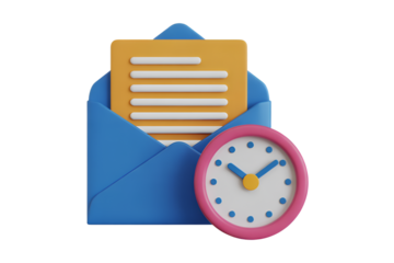 3d email marketing time management notification reminder alert on transparent background
