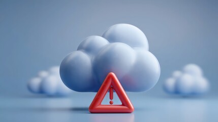 A blue cloud with a red warning sign, symbolizing digital alerts and notifications.
