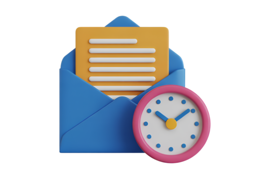 3d email marketing time management notification reminder alert on transparent background