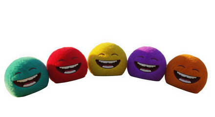 Fototapeta premium Ai generated image of group of five colorful happy smiling balls isolated on transparent background