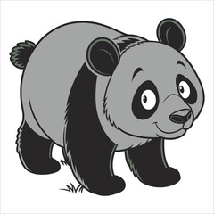 panda, cartoon, cute, big eyes, black and white, simple style, illustration, vector design, digital art