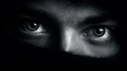 A man's face with his eyes open