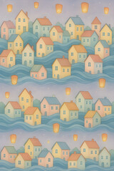seamless pattern with houses