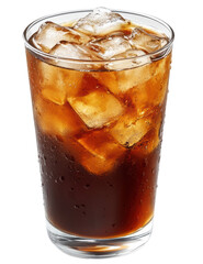 Close-up iced coffee drink with ice 