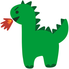 Cute Green Dinosaur Plush Toy Illustration