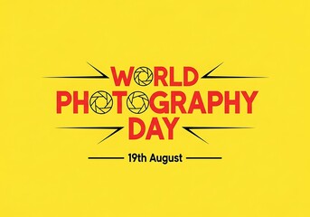 World photography day august 9th celebration with camera aperture graphic