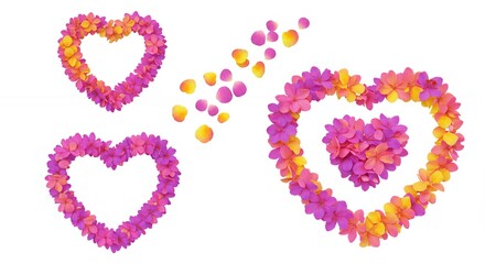 Floral heart shapes design elements
