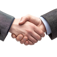 A close up shot showing two business people shaking hands in front of a black background