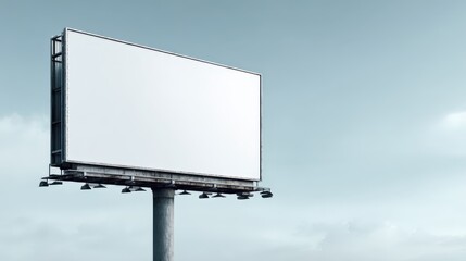 Obraz premium Blank Billboard Mockup Against Blue Sky: Advertising Space for Outdoor Campaigns and Marketing Messages