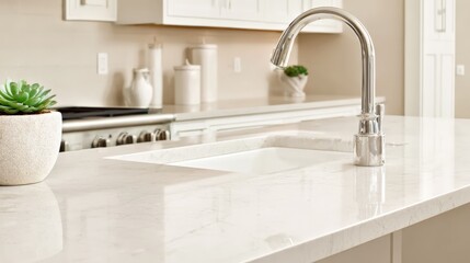Modern Kitchen Interior Design Featuring a Sleek Countertop, Sink, and Stylish Fixtures for Home Improvement