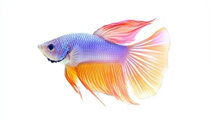 One beautiful colorful tropical fish isolated on white background. Simple style, natural look.