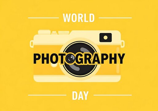 World photography day celebration with vintage camera illustration - Powered by Adobe