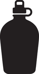 Silhouette of a canteen water bottle, symbolizing hydration, outdoor activity, fitness, and portable drinkware.