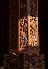 detail of a wooden pillar