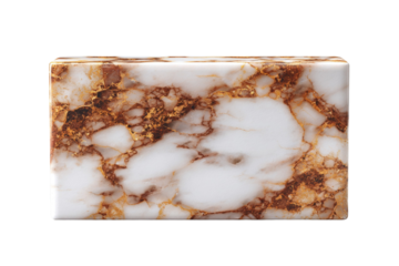 A white and brown marble box with a gold border