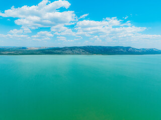 Obraz premium Shore of Vrana lake or Vransko jezero in Dalmatia near Zadar in Croatia. Ornithological nature park.
